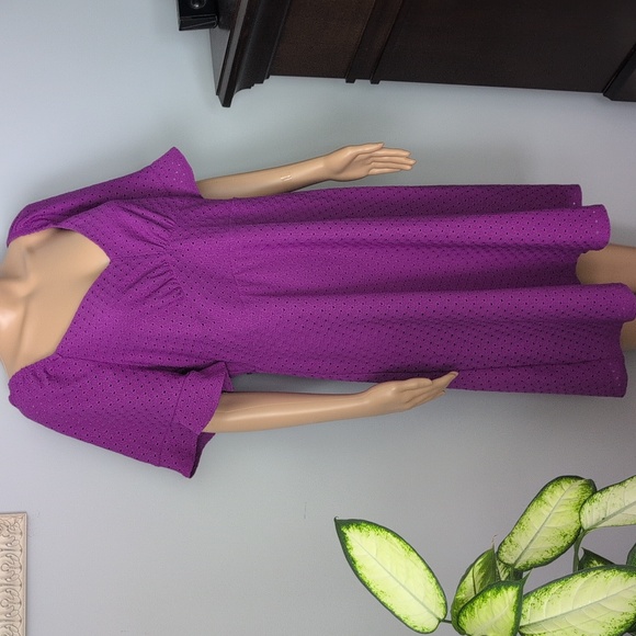 NWT Addition Elle Purple Eyelet Fit & Flare Babydoll Dress NWT 1X - Picture 4 of 16